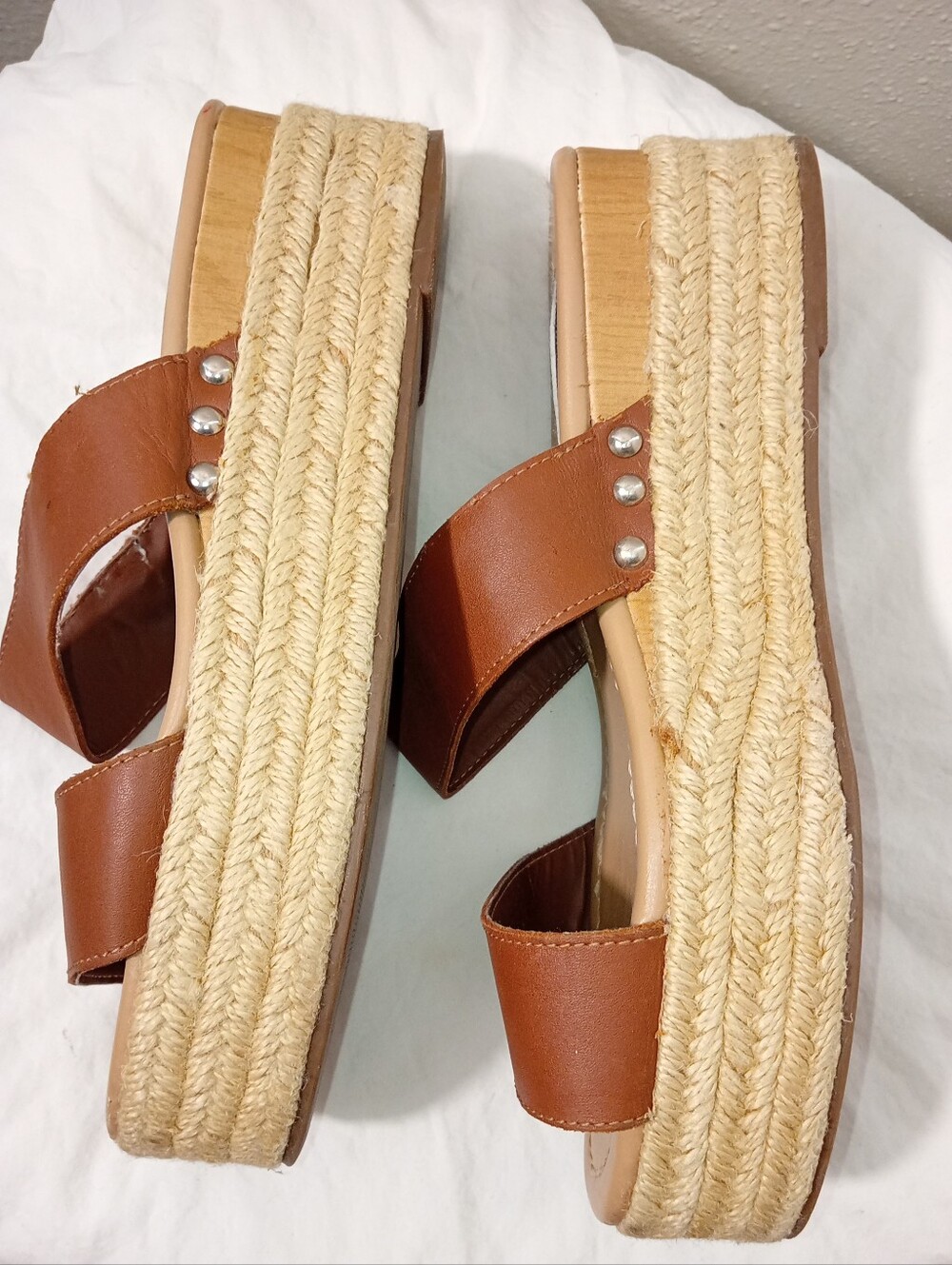 Women's Steve Madden Brown Double Strap Slide Espadrilles Sandals sz 9M - Picture 13 of 13
